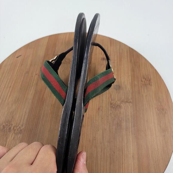Gucci GG Web Stripe Thong Sandal Dark Brown Monogram Women’s EU 41 US 10 - Picture 10 of 15